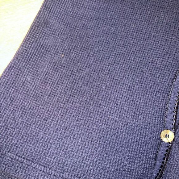 Image by Edie Waffle Textured Cotton Button Down Navy Blue Vest Women’s One Size - Picture 8 of 10